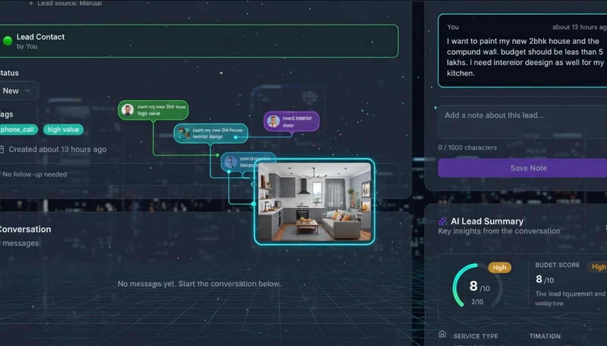LeadBuddie Lead Detail page with conversation history and AI insights