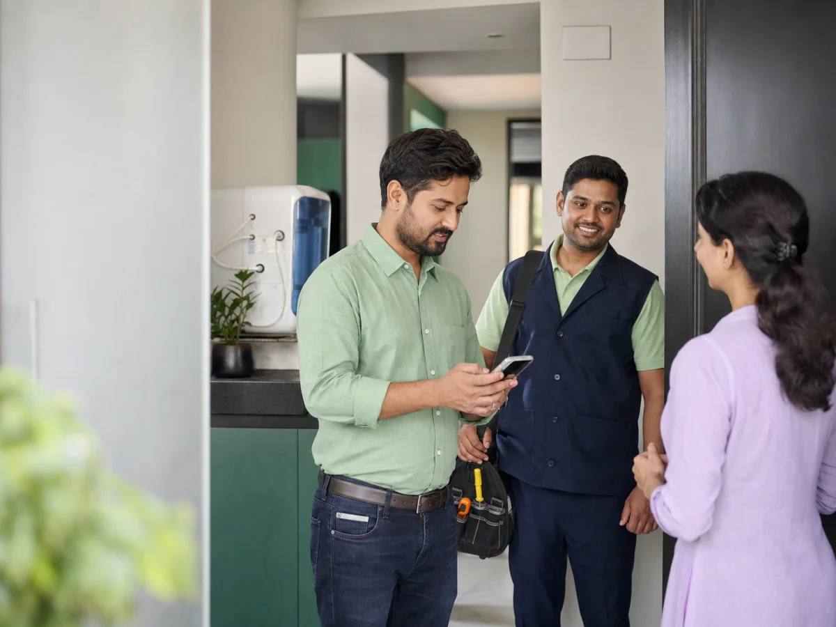 A home-service team arriving for an organised site inspection